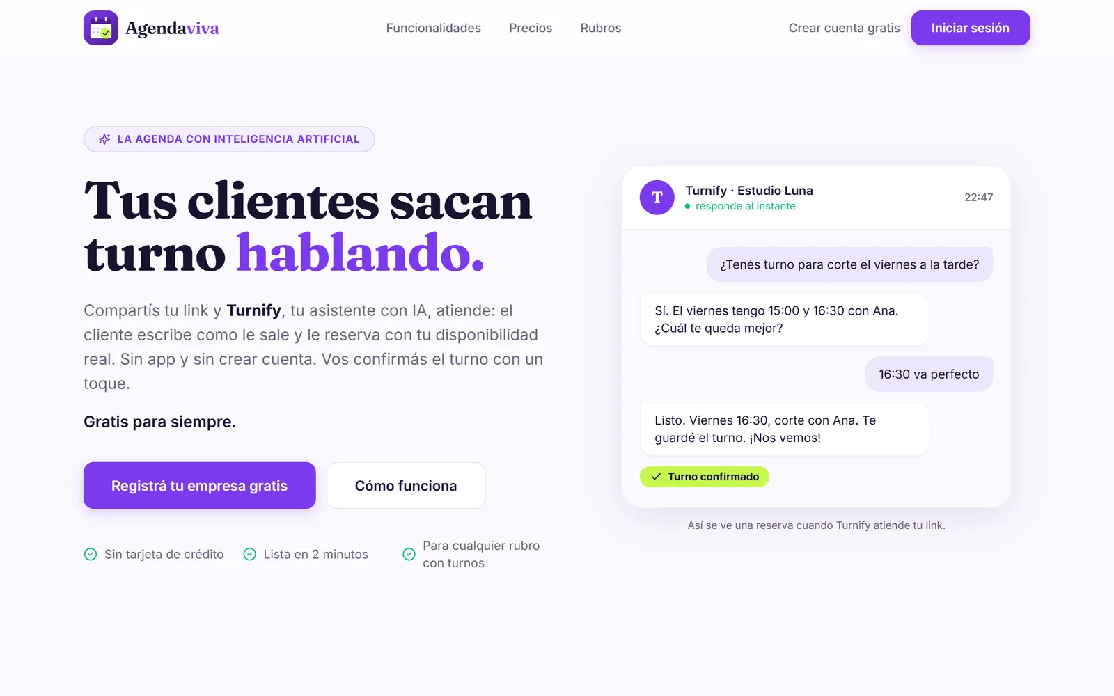Página principal de Agendaviva con el botón para registrar tu empresa